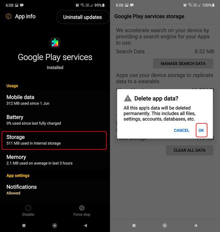 google play store clear data
