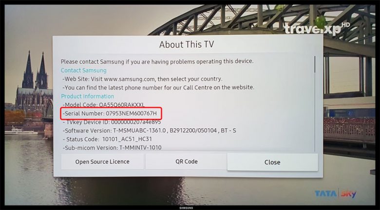 samsung tv model number check online by serial number