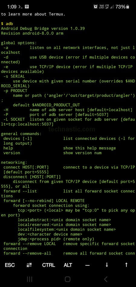 adb command in termux for android
