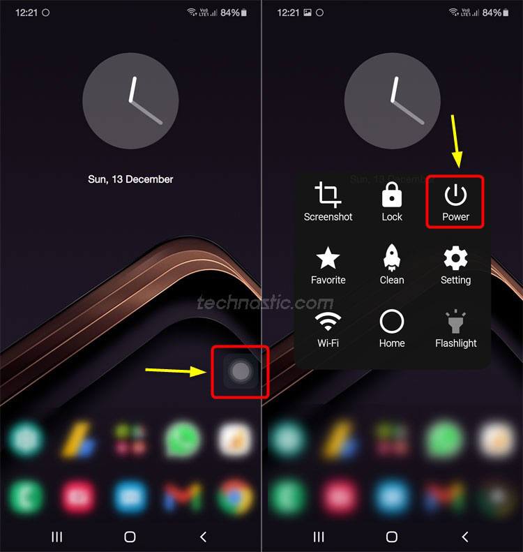 assistive touch power off phone shortcut android