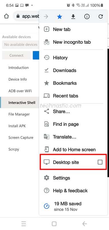 enable desktop site option in chrome for android