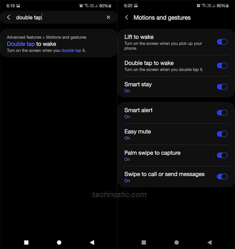 double tap to wake gesture on android