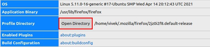 Firefox profile folder location