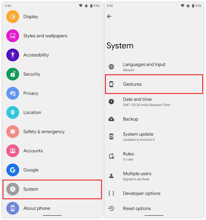 Android 12 System Settings