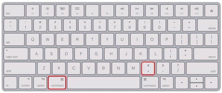 command + comma keyboard shortcut
