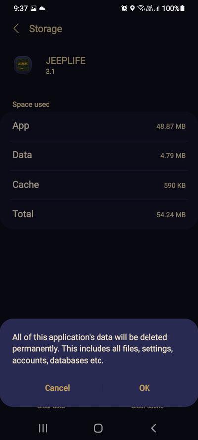 clear app data on android
