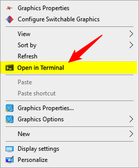 windows terminal shortcut in context menu