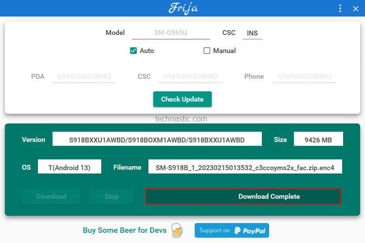 firmware download complete in frija