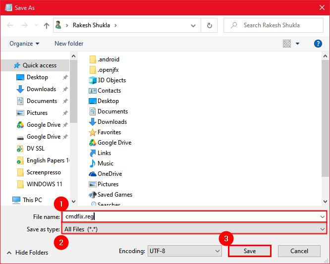 save edited registry file in windows