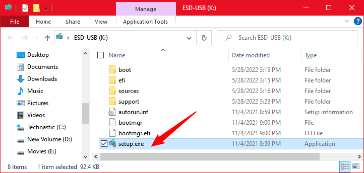 run windows 11 setup file