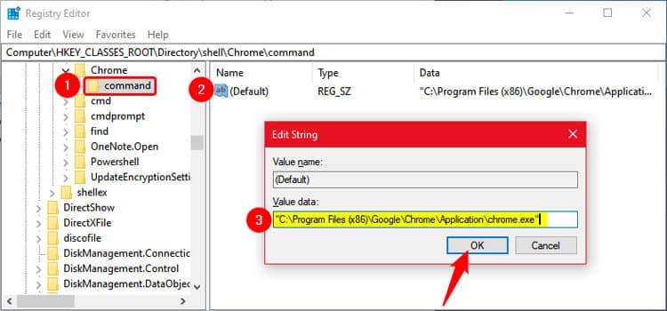 add chrome shortcut to context menu via registry editor