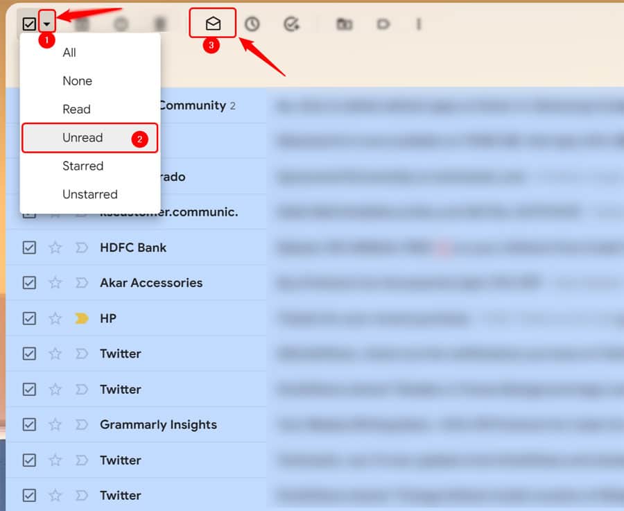 mark unread emails as read in gmail