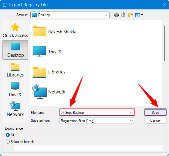 save registry editor settings backup