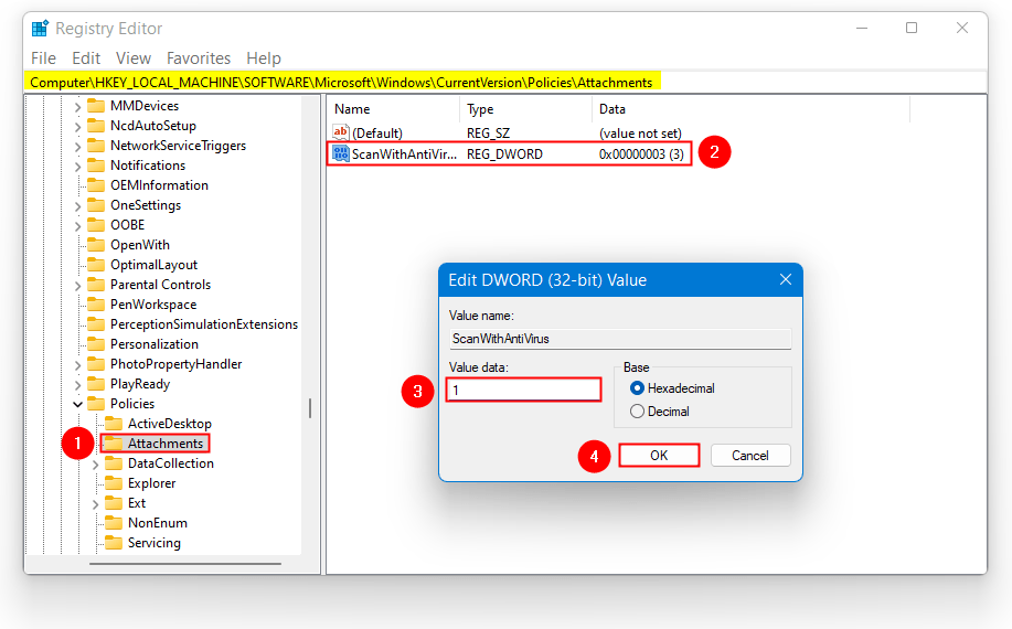 change scan with virus dword value