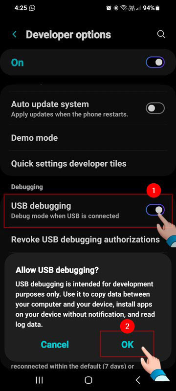 enable usb debugging on android