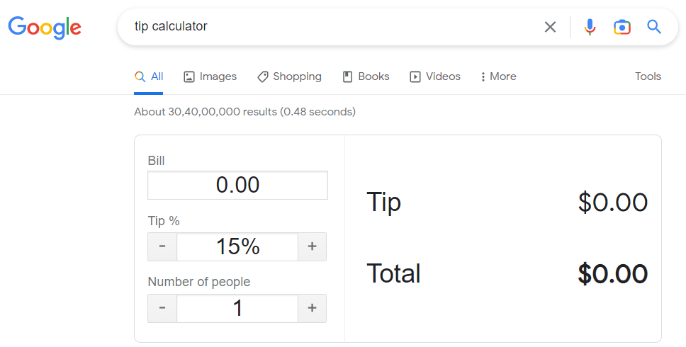 google tip calculator