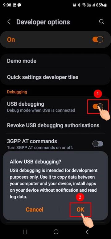 enable usb debugging on samsung devices