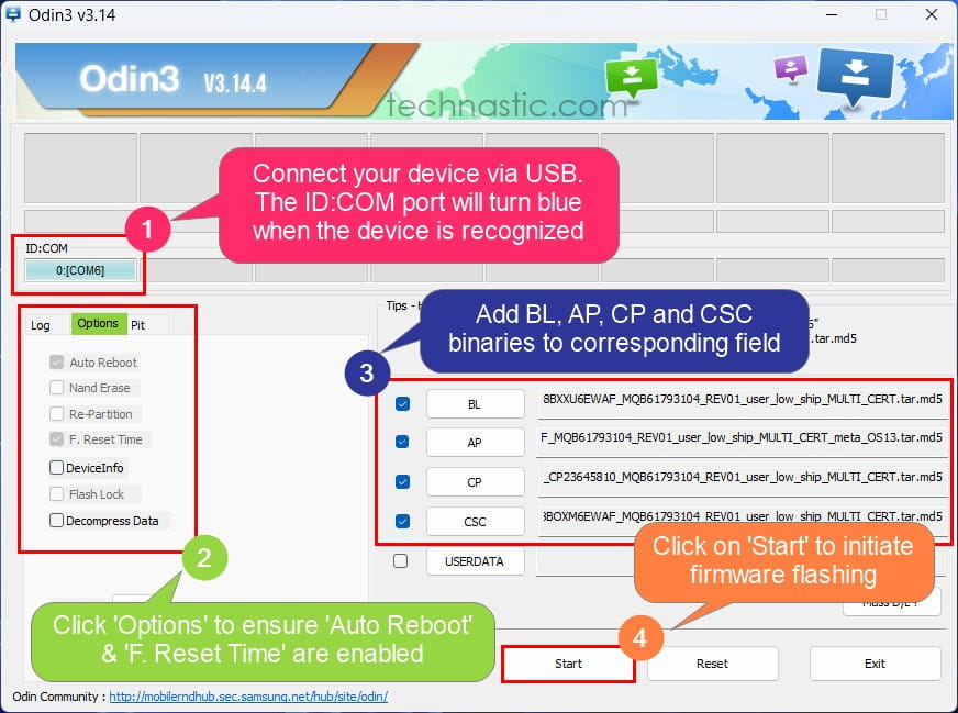 odin firmware flashing steps