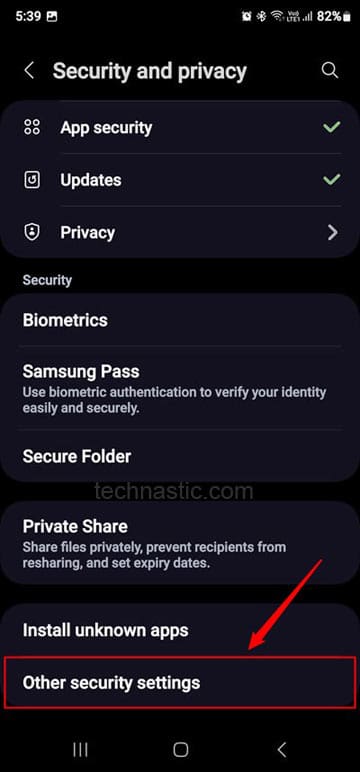 security settings android