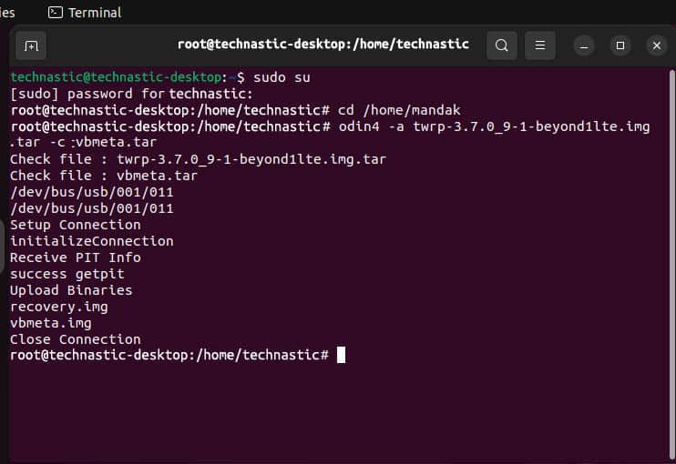 twrp recovery flsh on samsung with odin4 for linux