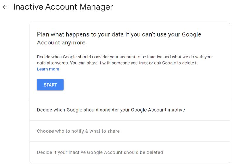 inactive google account manager