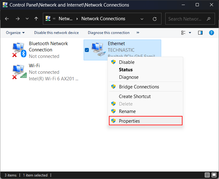network connection settings windows 11