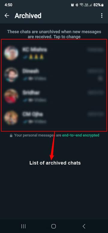 list of archived whatsapp chats