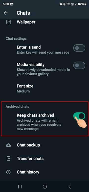 whatsapp keep chat archived option