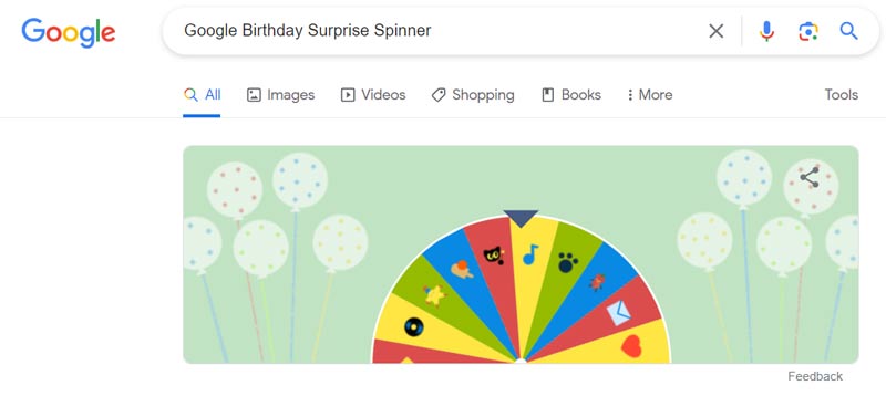 Google Birthday Surprise Spinner