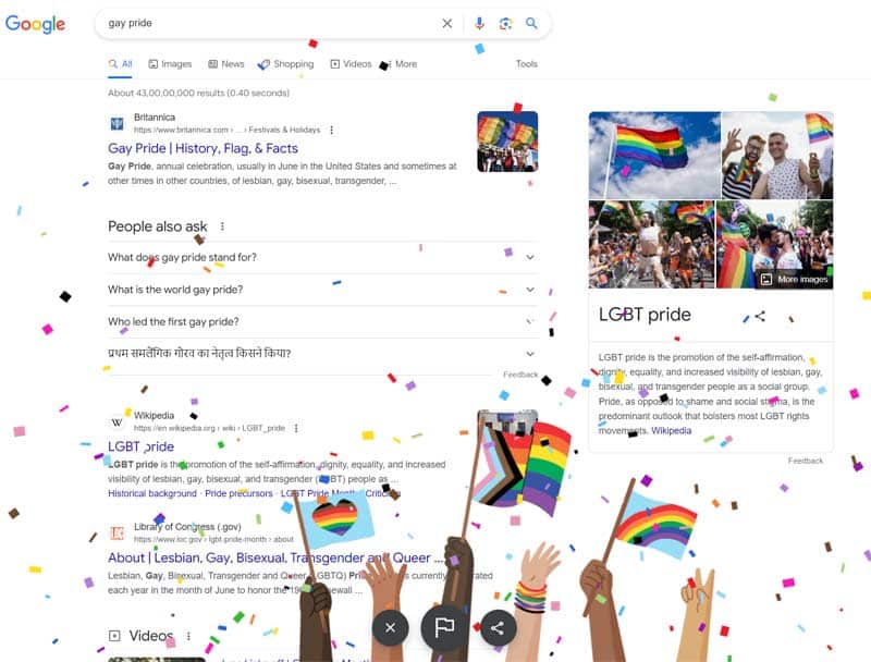 lgbt pride easter egg google