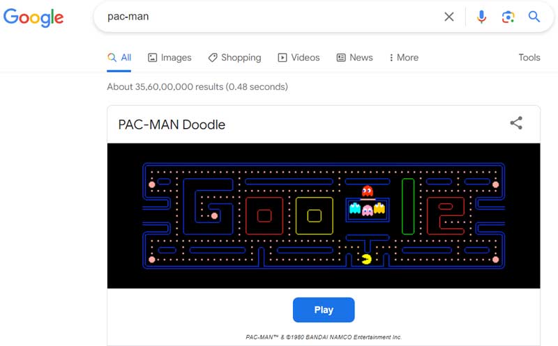 pac-man game doogle