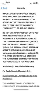 iphone warranty terms and conditions