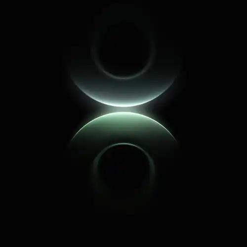 Huawei Mate 80 wallpaper with glowing green circular shapes on black background