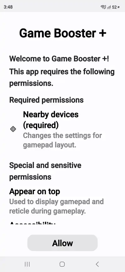 samsung game booster+ permissions