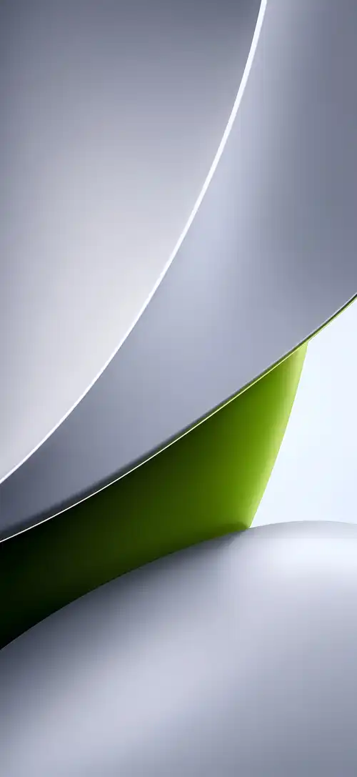 POCO X8 stock wallpaper with green and silver abstract curves