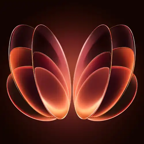 Xiaomi 18 Fold stock wallpaper with symmetrical red and orange abstract curves