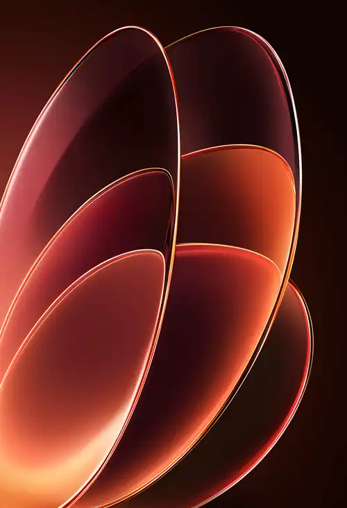Xiaomi 18 Fold stock wallpaper with curved burgundy and orange abstract forms