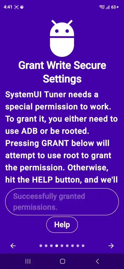 grant write secure settings SystemUI Tuner app Android