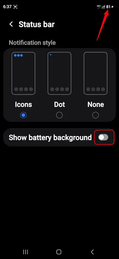 option to remove battery background samsung one ui 8.5
