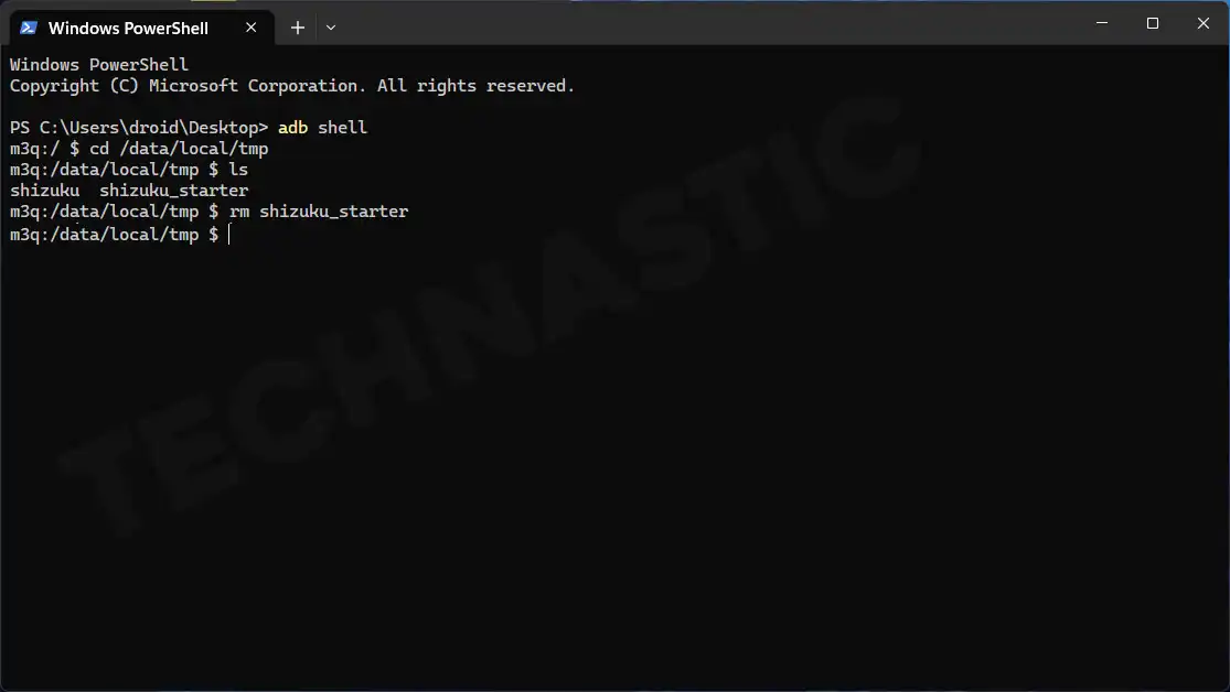 removing Shizuku starter via adb shell